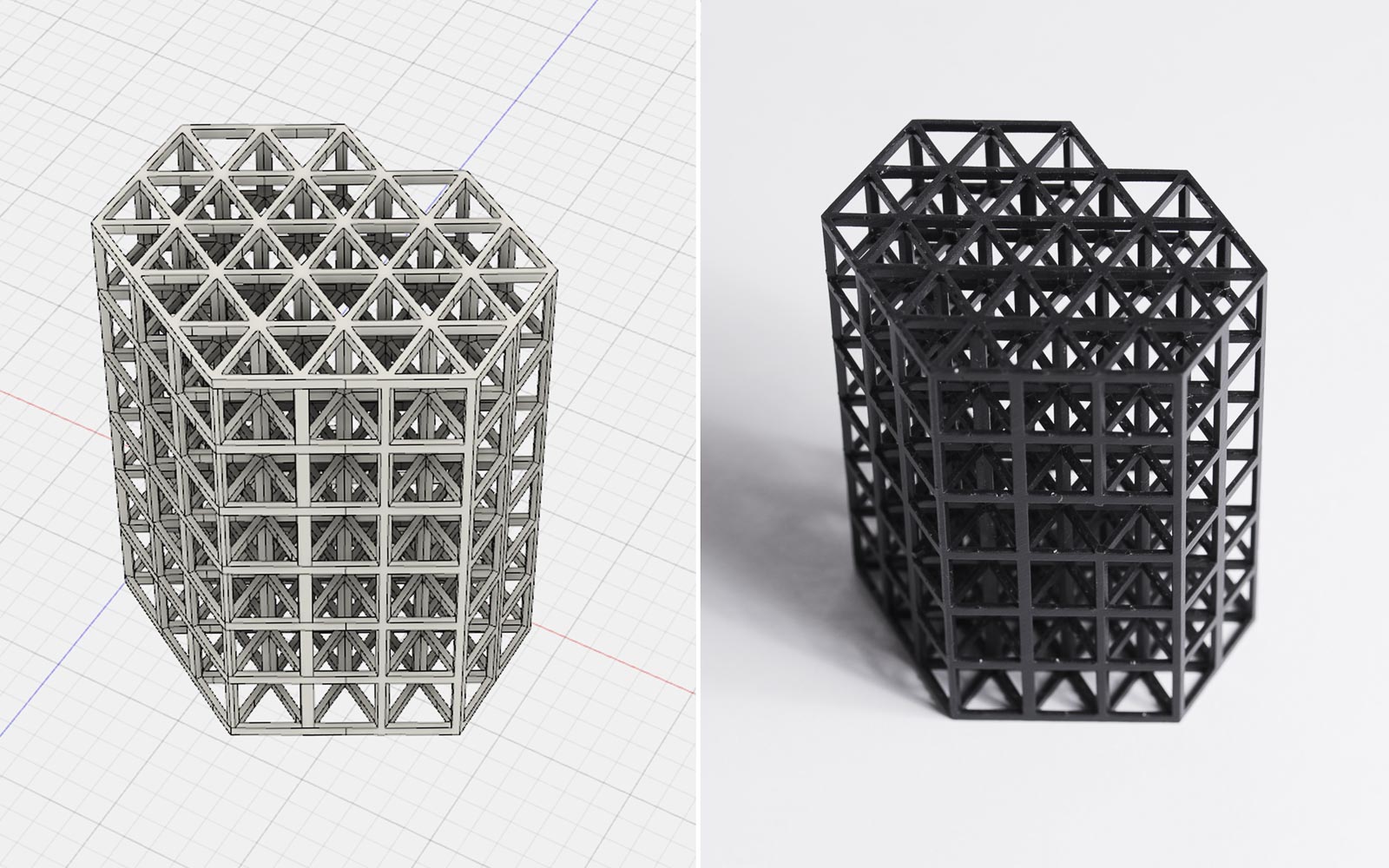 initial CAD design to 3D printed part